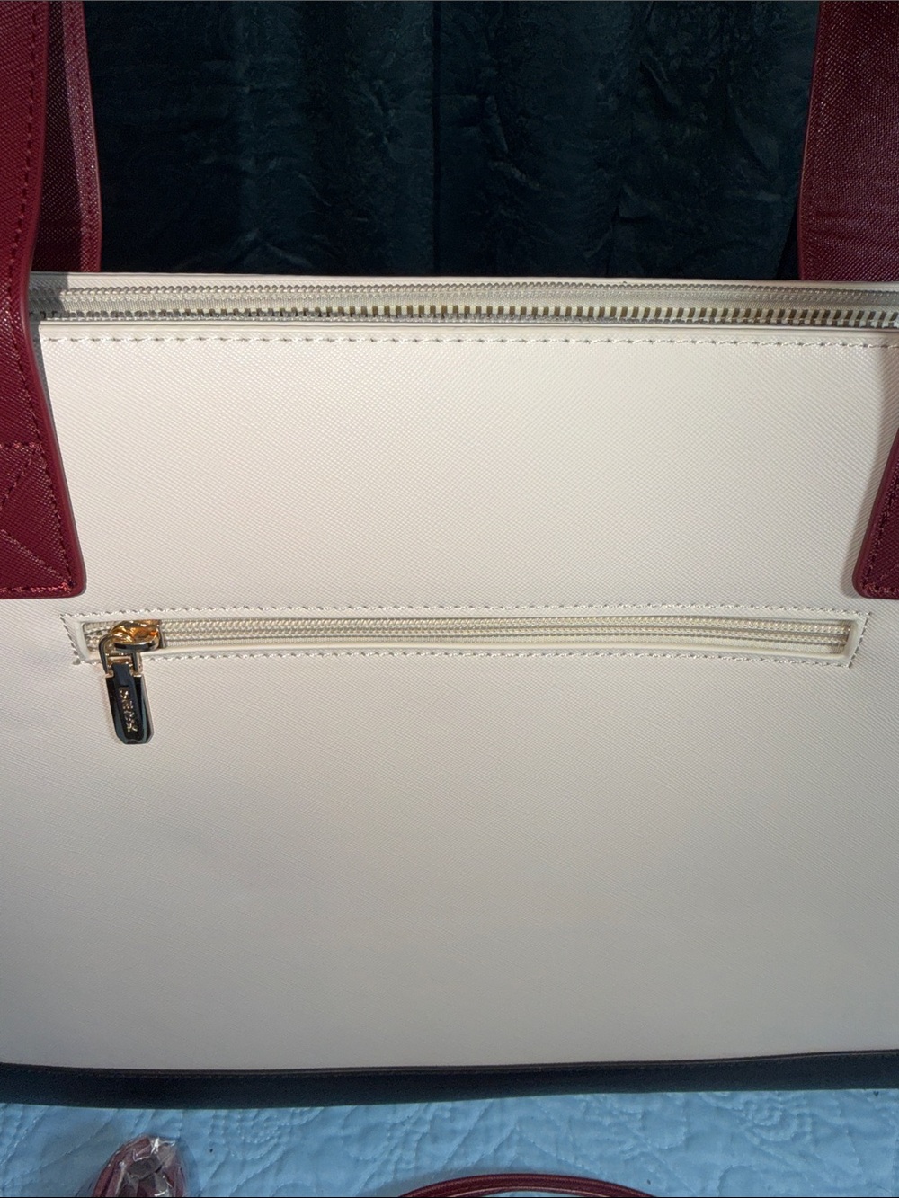 Lovevook Two-Tone Burgundy & White Structured Work Tote Bag - Picture 8 of 9